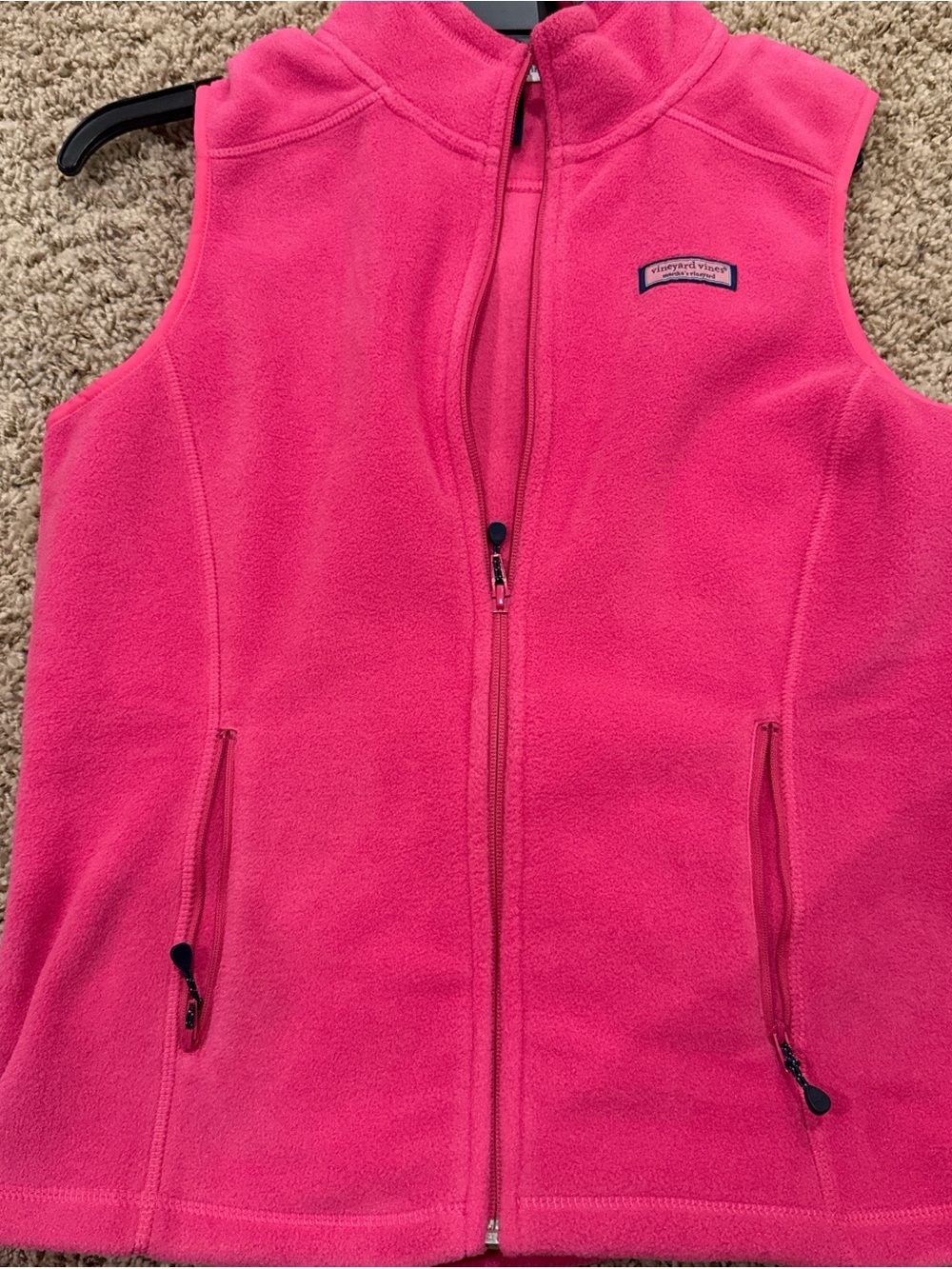 Vineyard Vines women’s Hot Pink Fleece Vest - Sleeveless Zip Front size S NWT